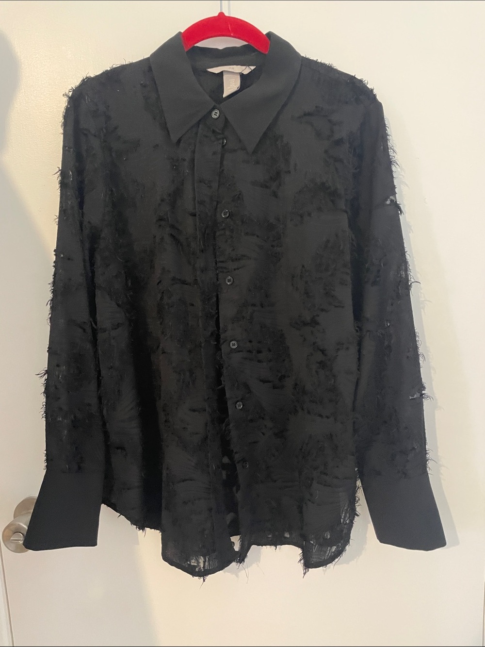 Women’s HM Black Textured Button-Up Shirt